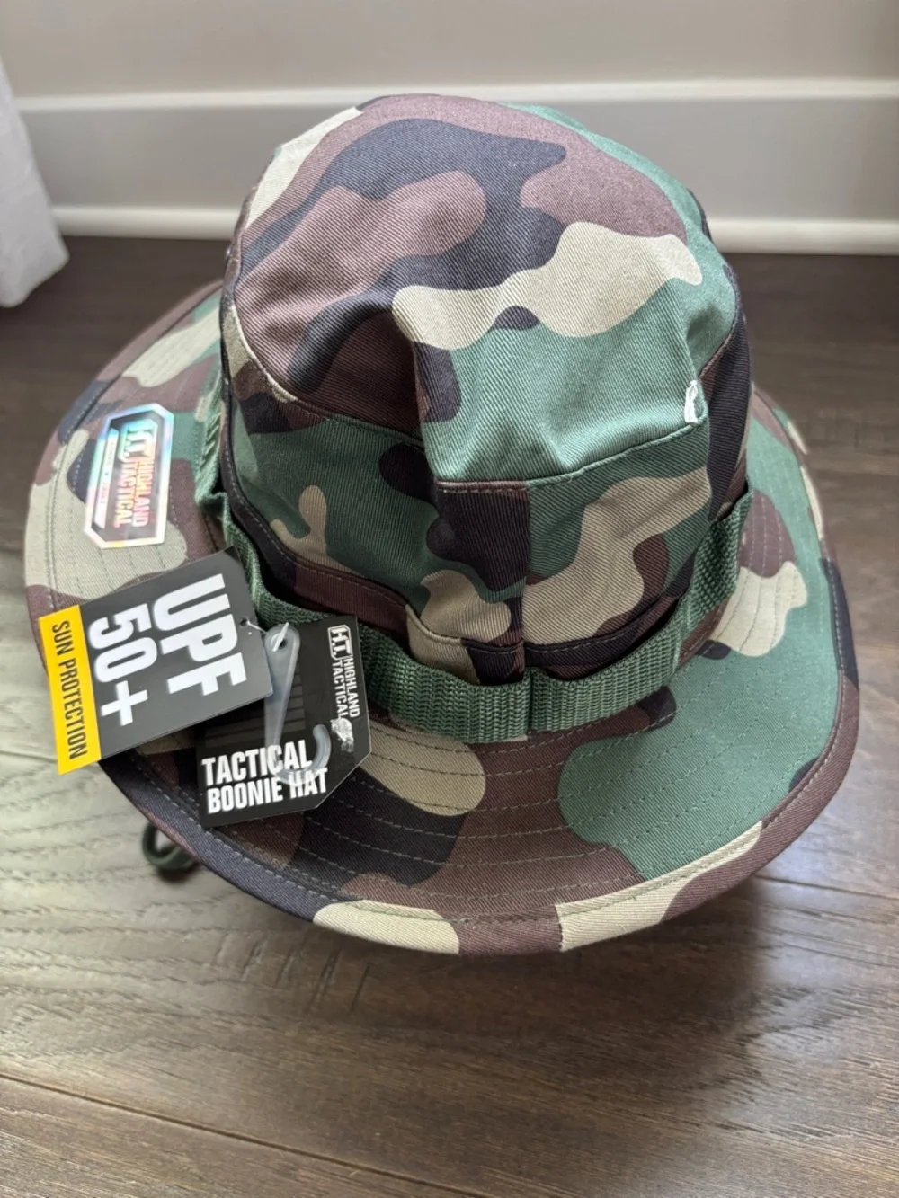 Highland Tactical Boonie Hat, UPF 50%, adjustable chin strap,vented,camo